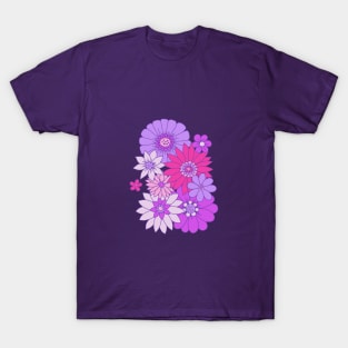 Retro Daisy Floral - Purple Dreams T-Shirt